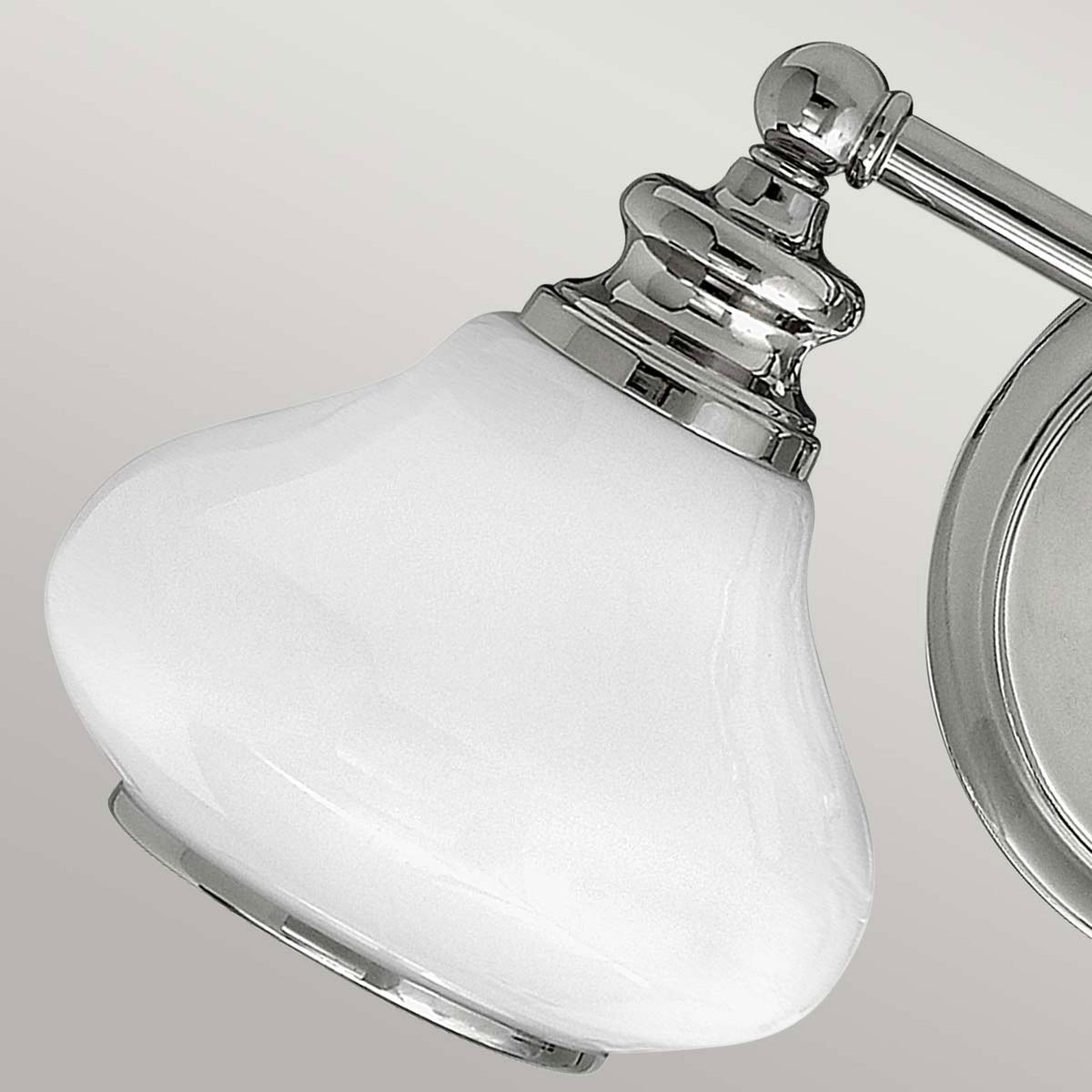 Ainsley IP44 Twin Wall Light in Polished Chrome with Opal Glass