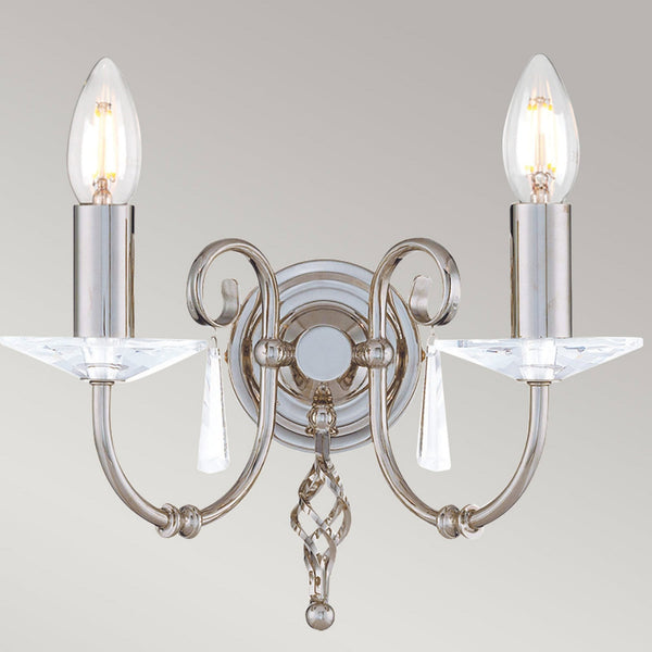 Aegean Two Arm Polished Nickel Wall Light