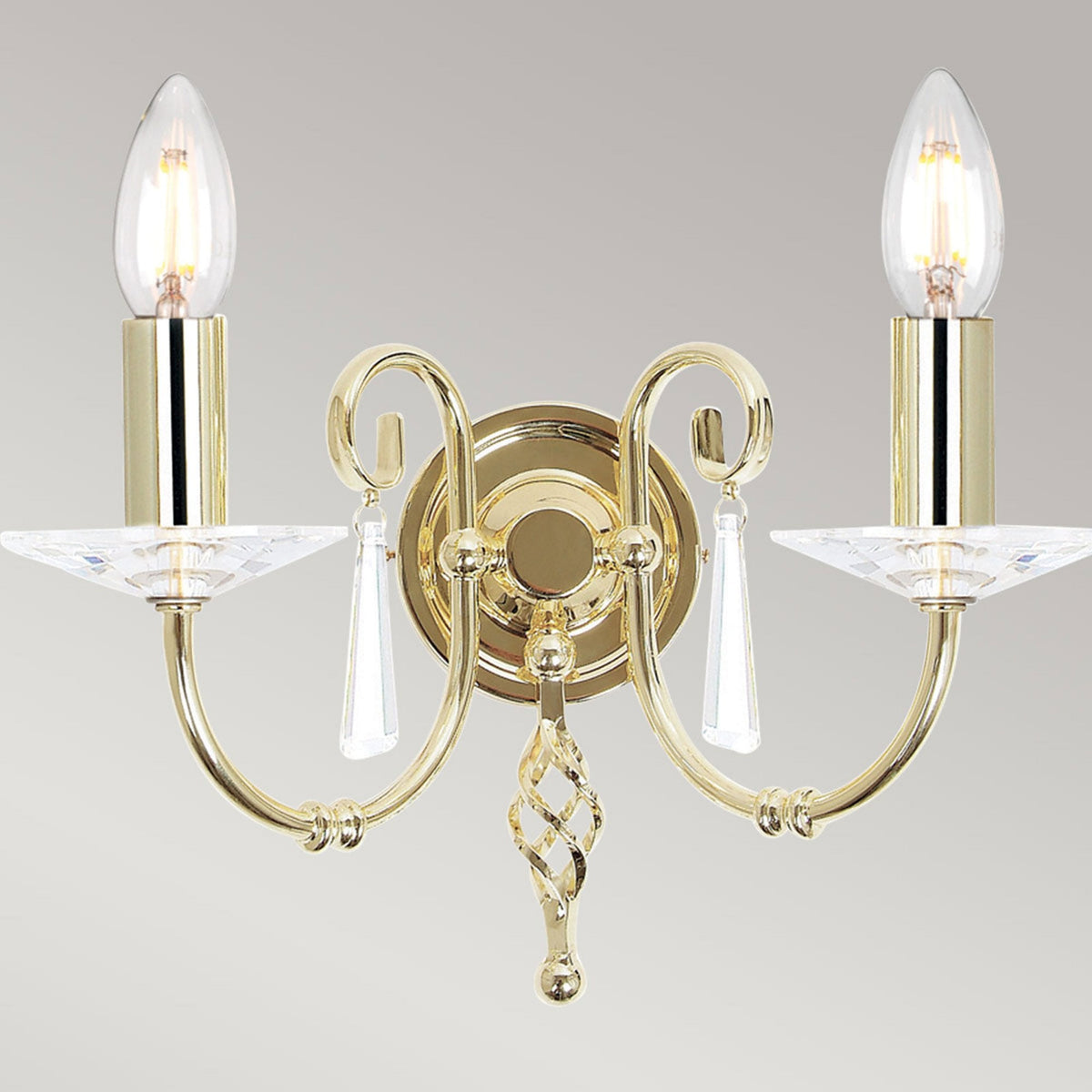 Aegean Two Arm Polished Brass Wall Light
