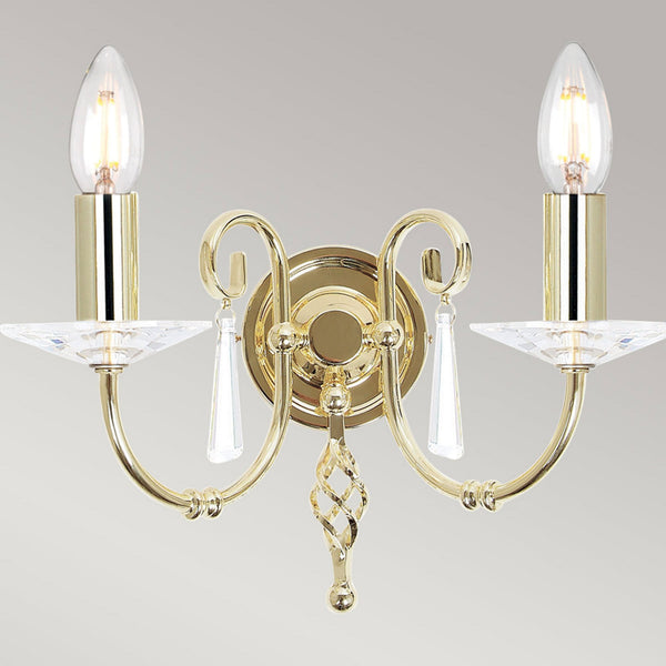 Aegean Two Arm Polished Brass Wall Light