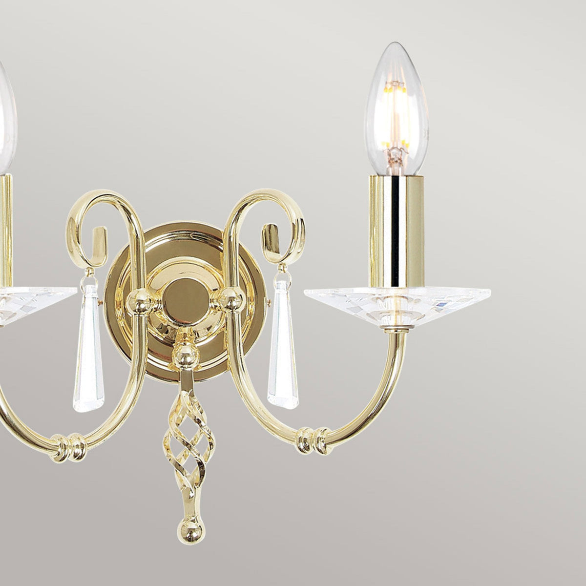 Aegean Two Arm Polished Brass Wall Light