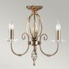 Aegean Three Arm Aged Brass Chandelier or Semi Flush