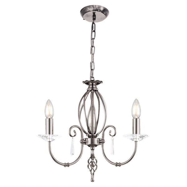 Aegean Three Arm Polished Nickel Chandelier or Semi Flush