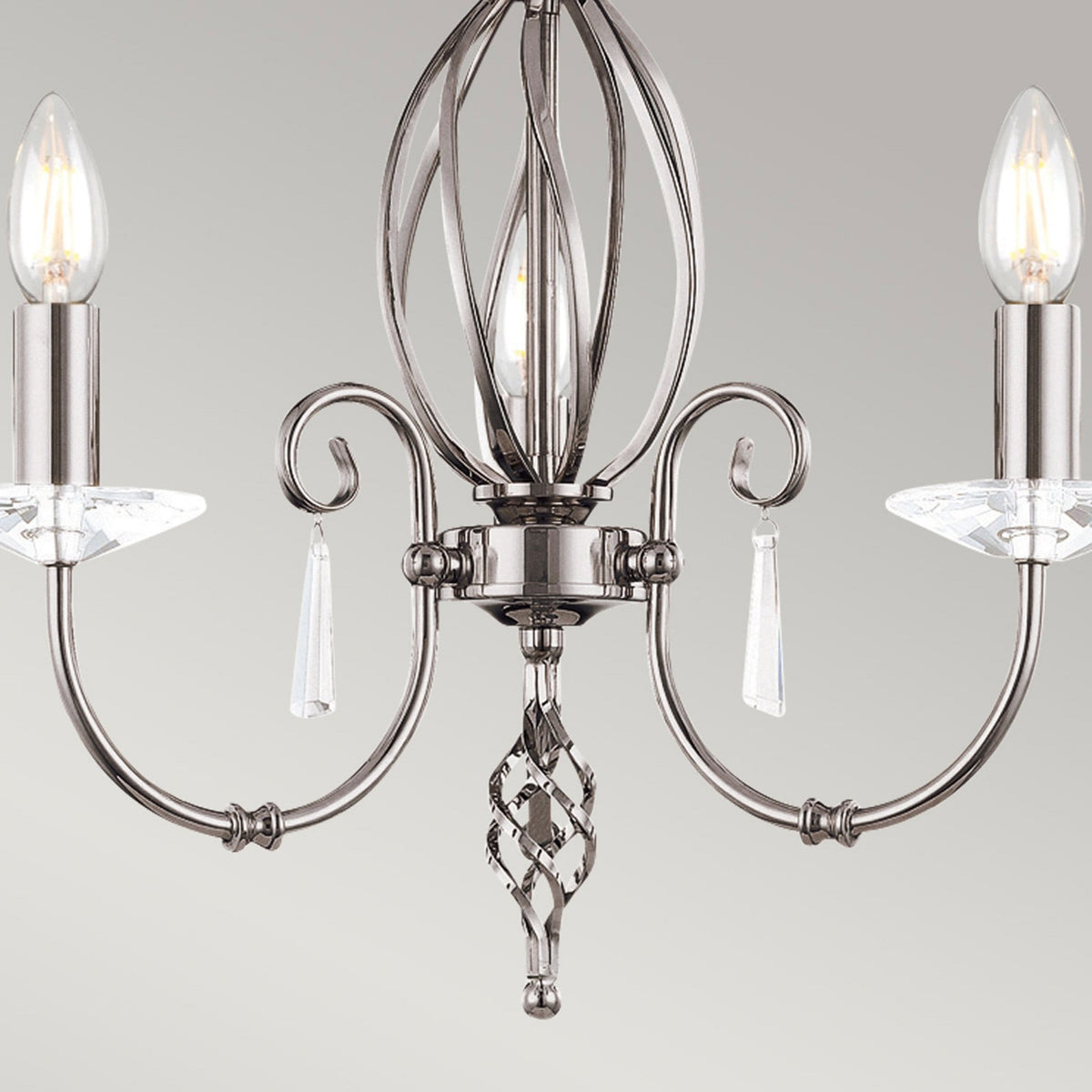 Aegean Three Arm Polished Nickel Chandelier or Semi Flush