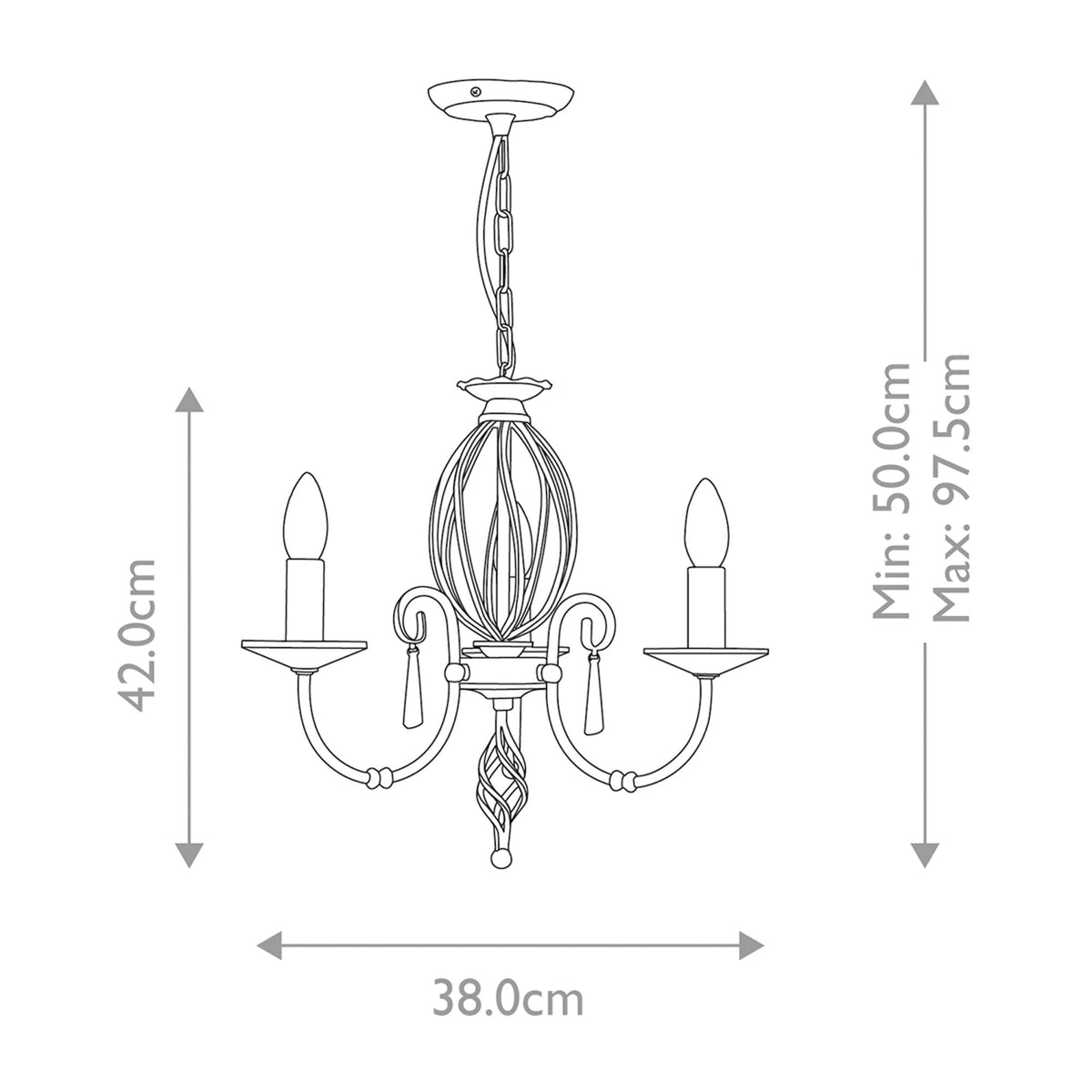 Aegean Three Arm Polished Nickel Chandelier or Semi Flush