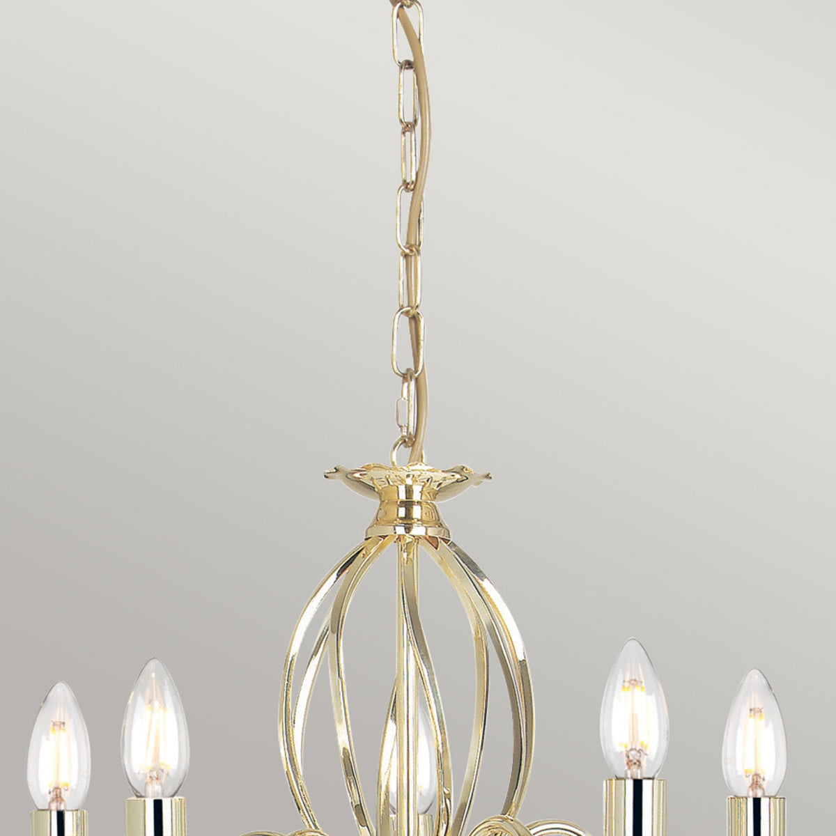 Aegean Five Arm Polished Brass Chandelier or Semi Flush