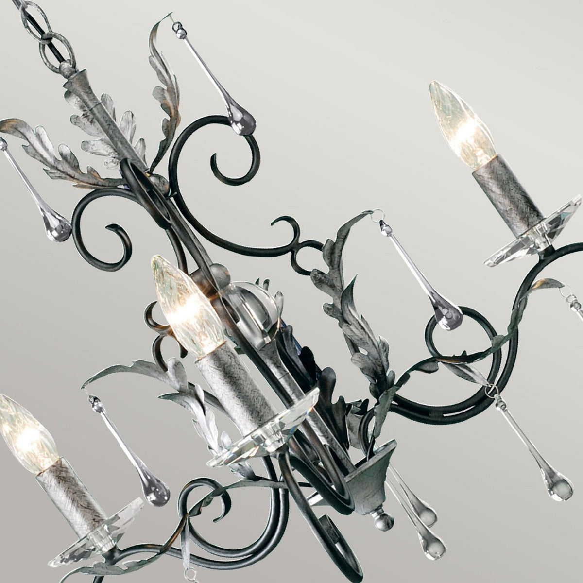 Amarilli Black and Silver Three Arm Chandelier
