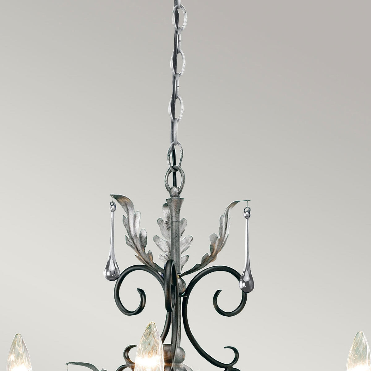 Amarilli Black and Silver Three Arm Chandelier