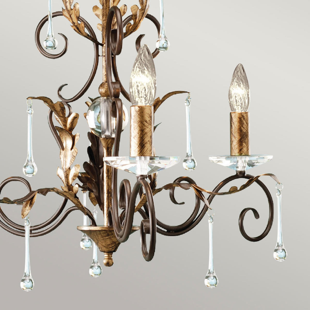 Amarilli Bronze and Gold Three Arm Chandelier