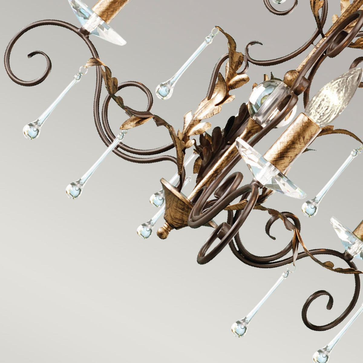 Amarilli Bronze and Gold Three Arm Chandelier