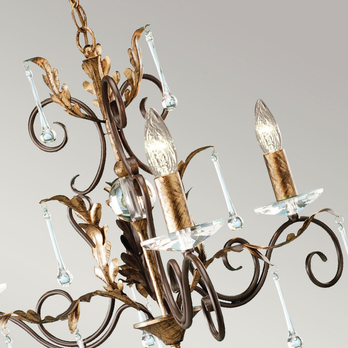 Amarilli Bronze and Gold Three Arm Chandelier