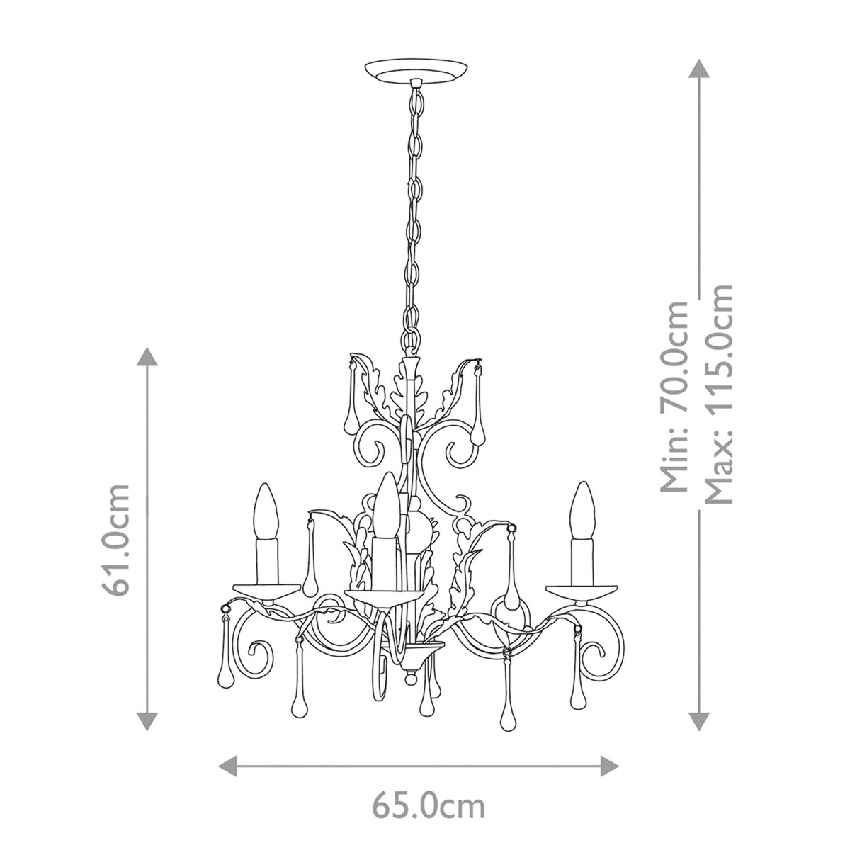 Amarilli Bronze and Gold Three Arm Chandelier