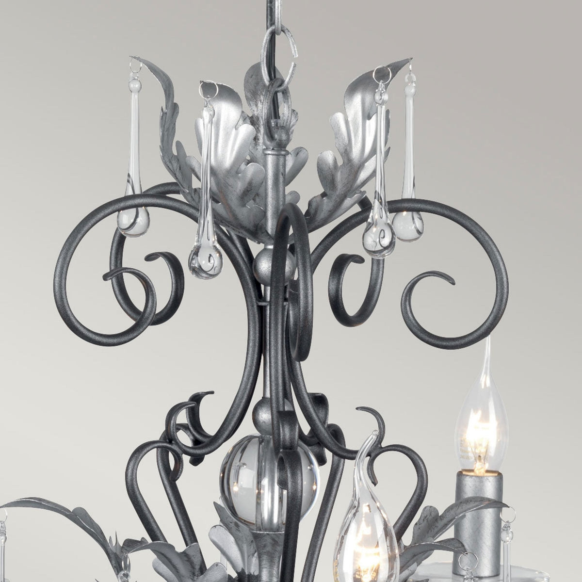Amarilli Black and Silver Five Arm Chandelier