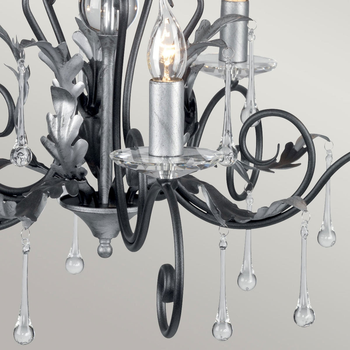 Amarilli Black and Silver Five Arm Chandelier