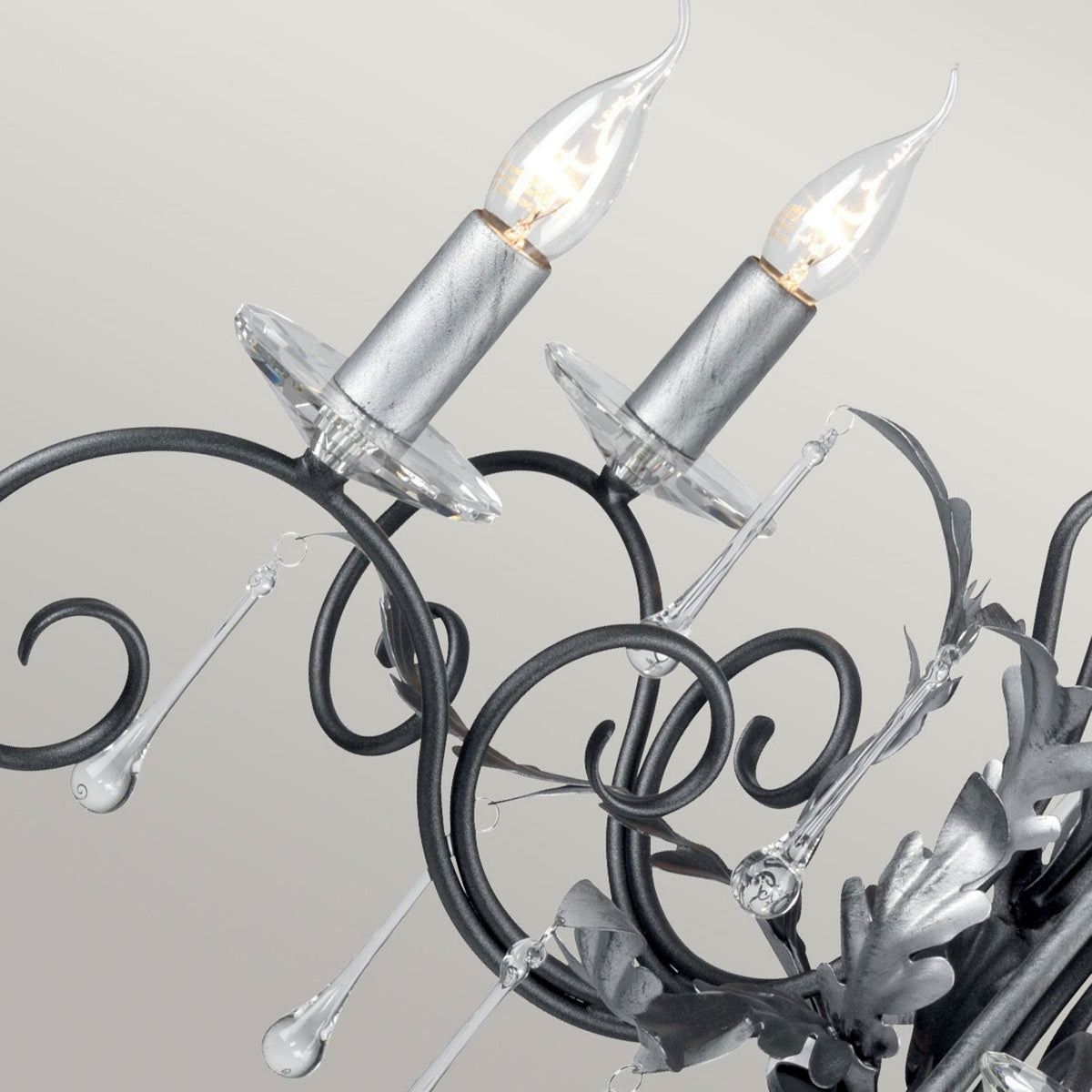 Amarilli Black and Silver Five Arm Chandelier