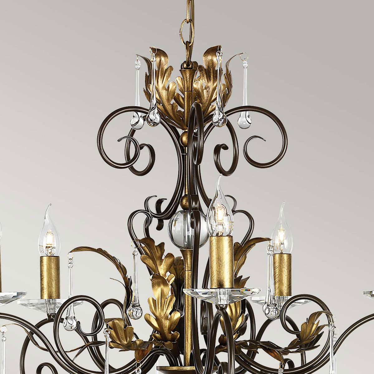 Amarilli Bronze and Gold Five Arm Chandelier