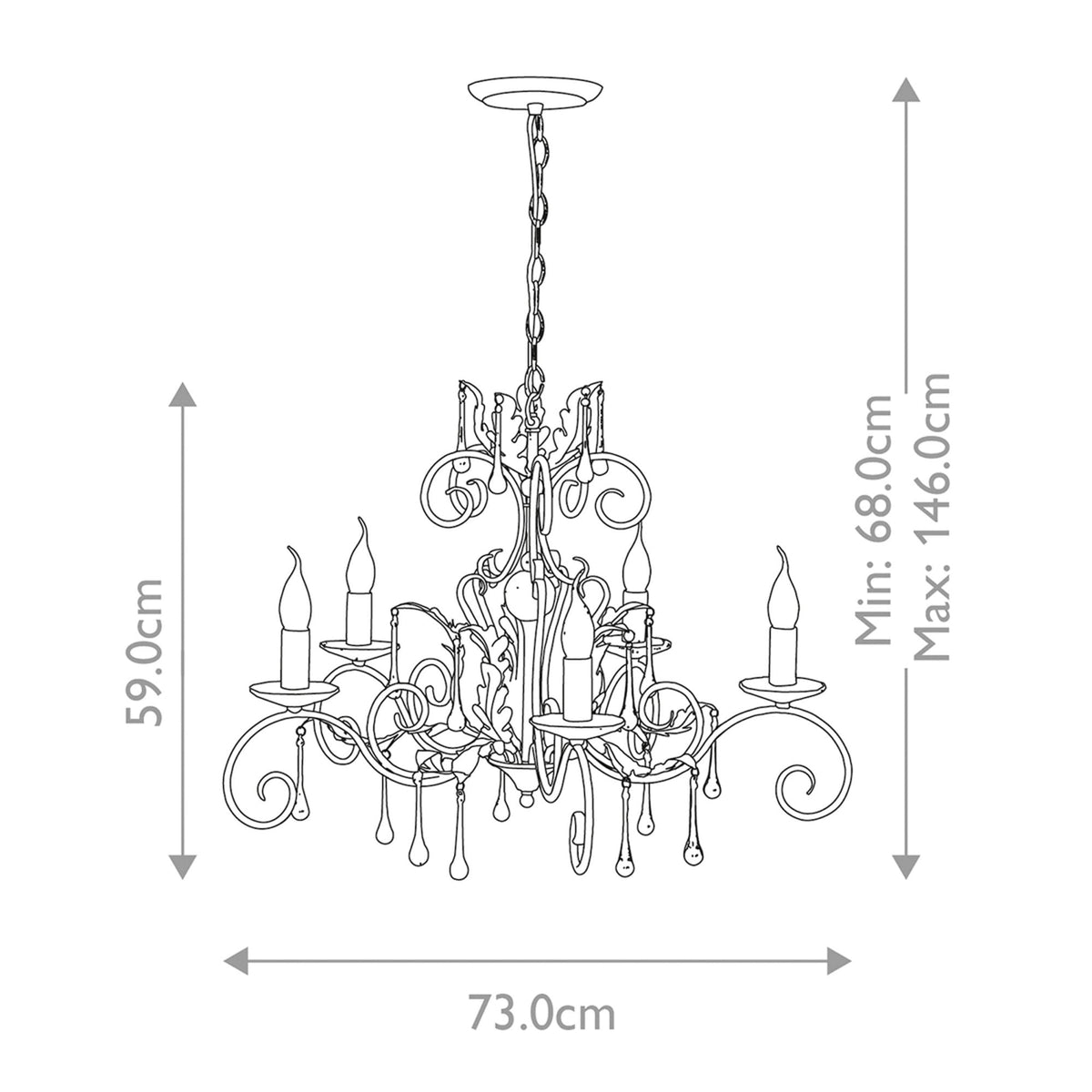 Amarilli Bronze and Gold Five Arm Chandelier