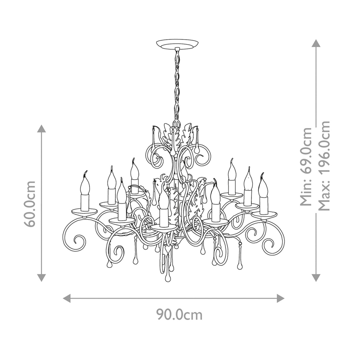 Amarilli Bronze and Gold Ten Arm Chandelier