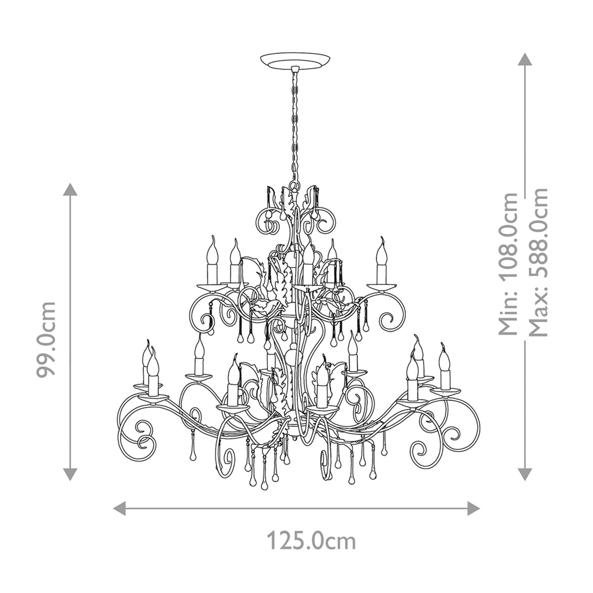 Amarilli Black and Silver 15 Light Chandelier