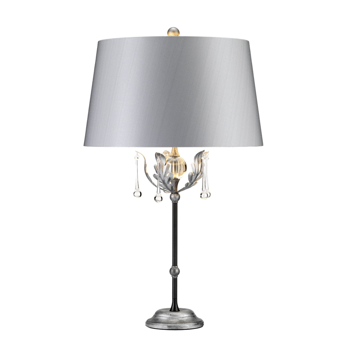 Amarilli Table Lamp in a Black and Silver Finish with Silver Shade
