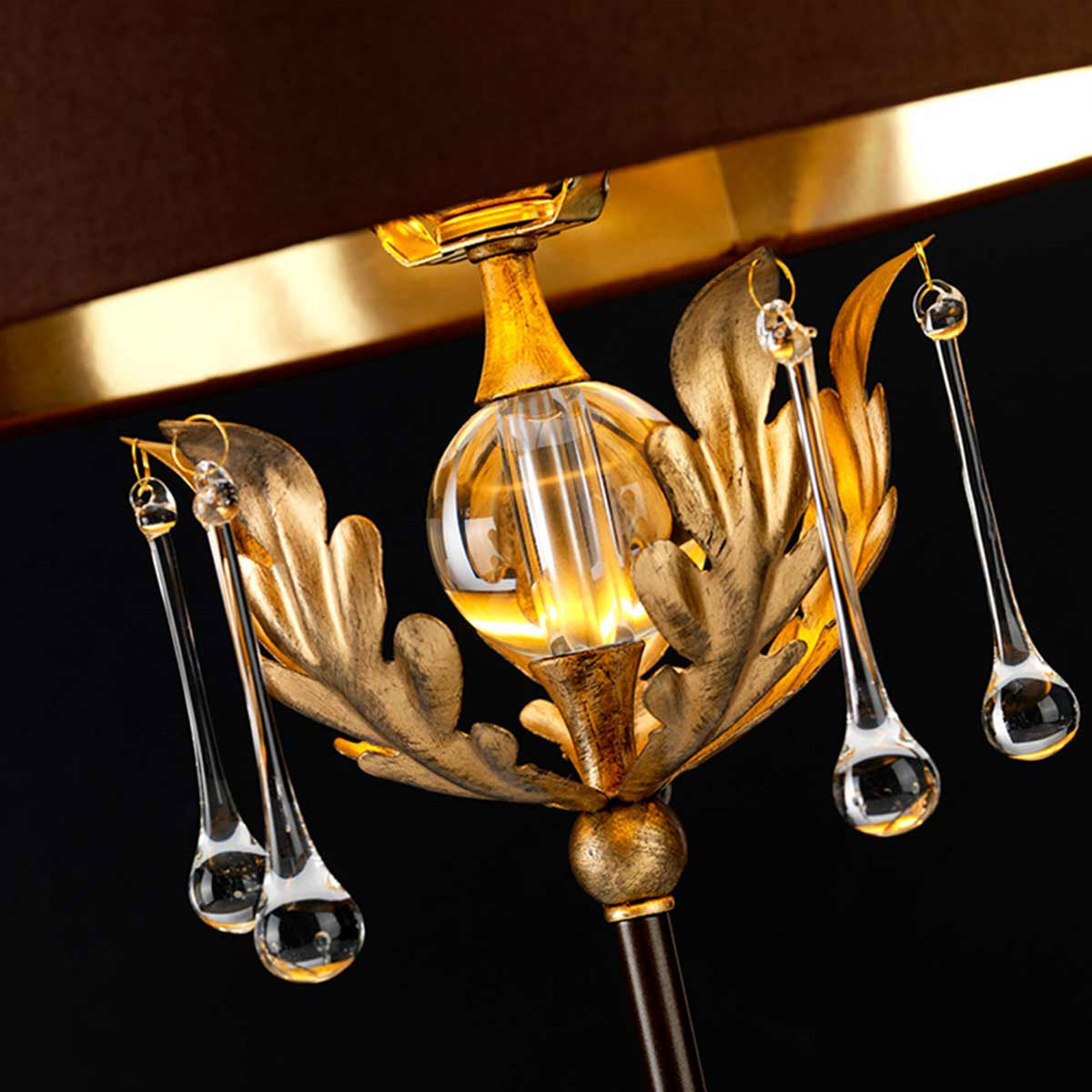 Amarilli Table Lamp in a Bronze and Gold Finish with a Brown Shade