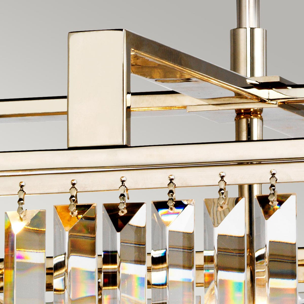Aries Large Pendant or Semi Flush Light in Polished Nickel with Cut Glass Crystals