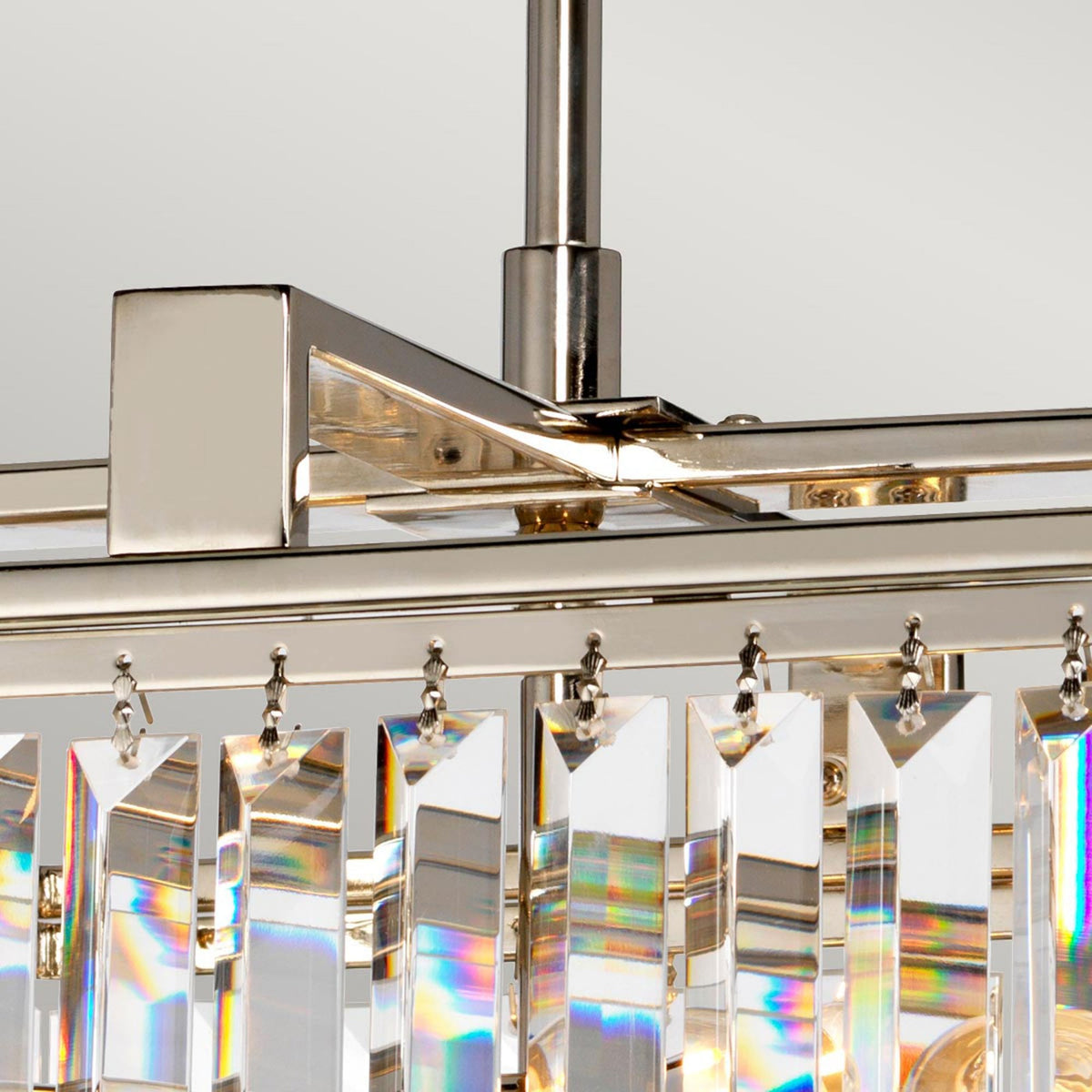 Aries Small Pendant or Semi Flush Light in Polished Nickel with Cut Glass Crystals