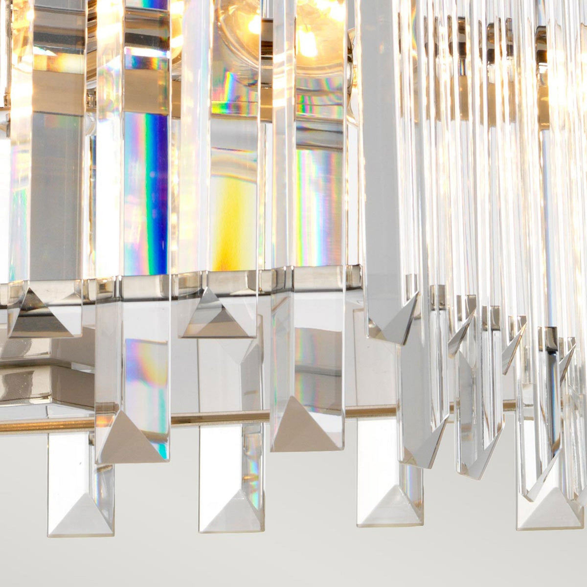 Aries Small Pendant or Semi Flush Light in Polished Nickel with Cut Glass Crystals