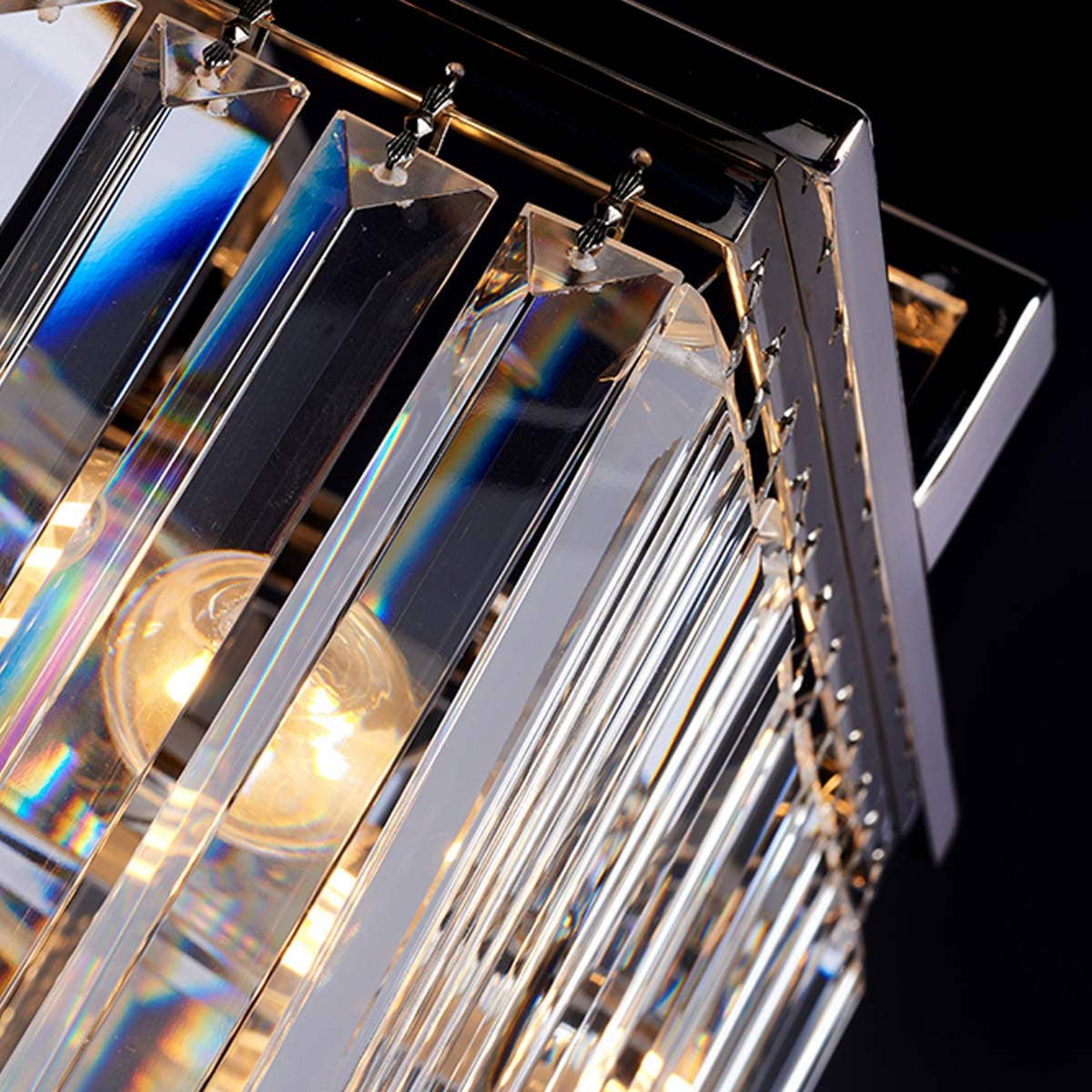 Aries Small Pendant or Semi Flush Light in Polished Nickel with Cut Glass Crystals