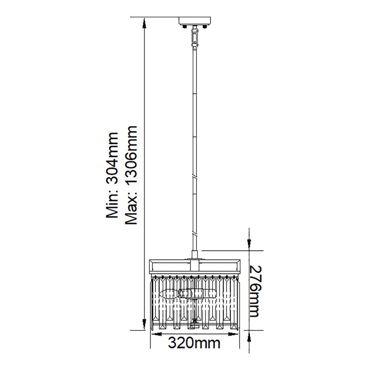 Aries Small Pendant or Semi Flush Light in Polished Nickel with Cut Glass Crystals