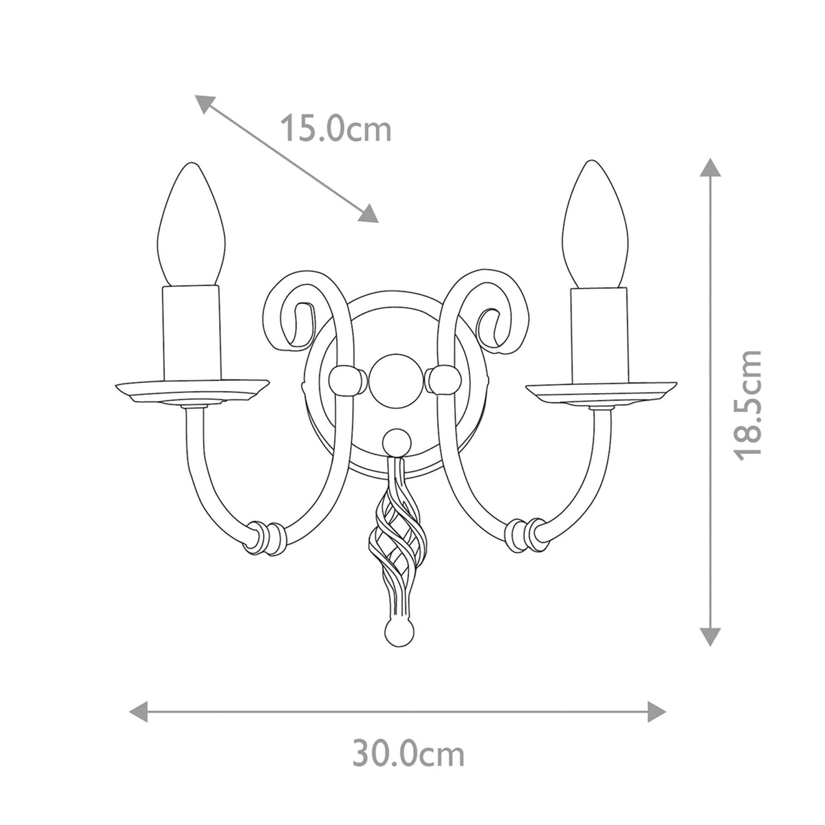 Artisan Twin Arm Wall Light in Black