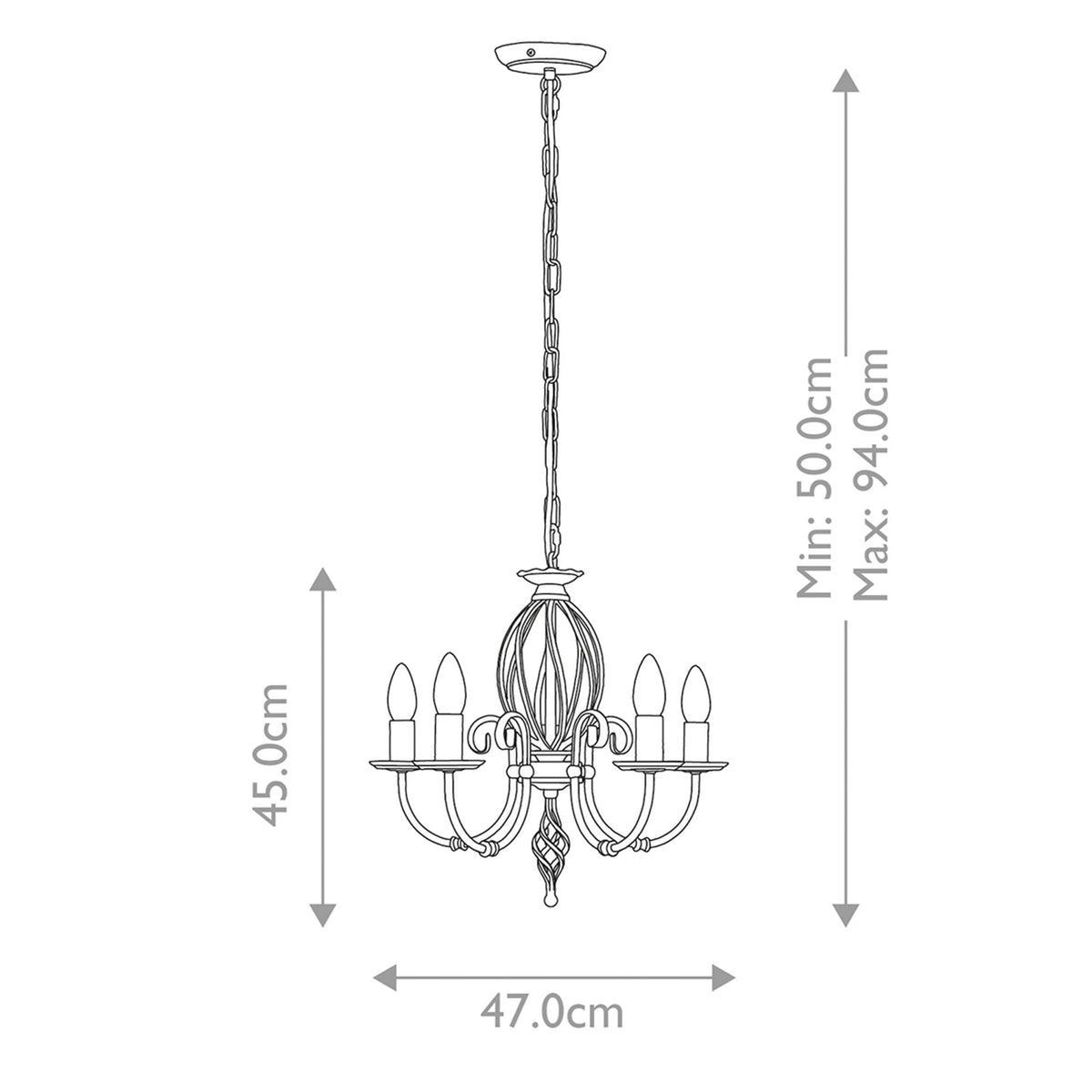 Artisan Five Light Flush Convertible Chandelier in Black