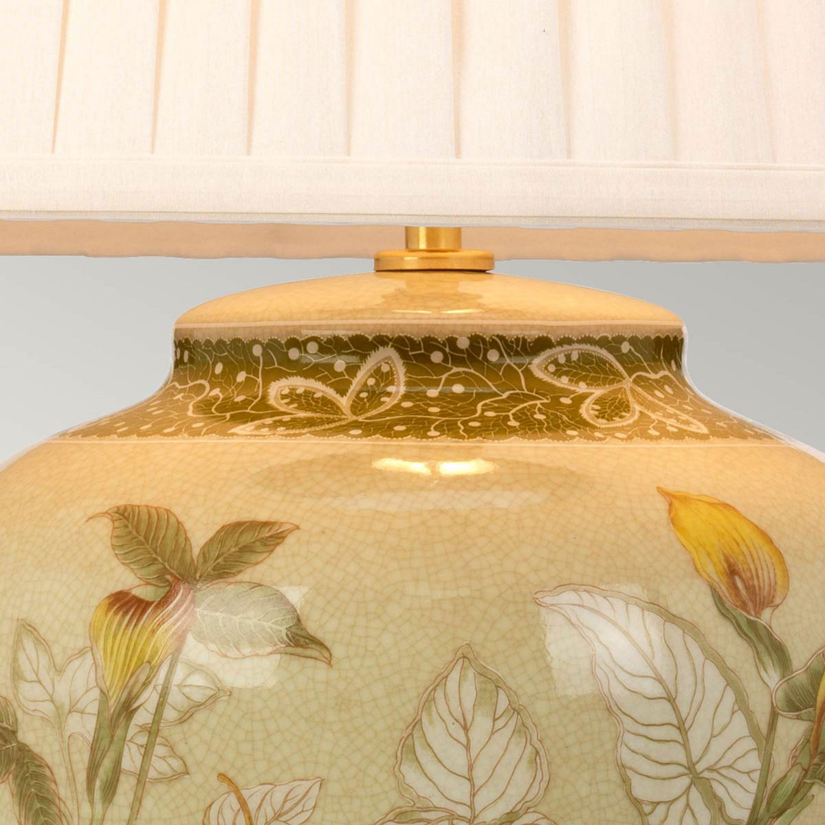 Arum Chinese Porcelain Table Lamp in Green and Cream