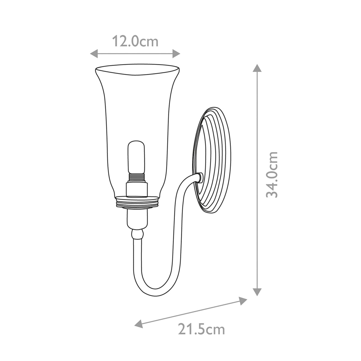 Blake IP44 Bathroom Wall Light in Polished Nickel