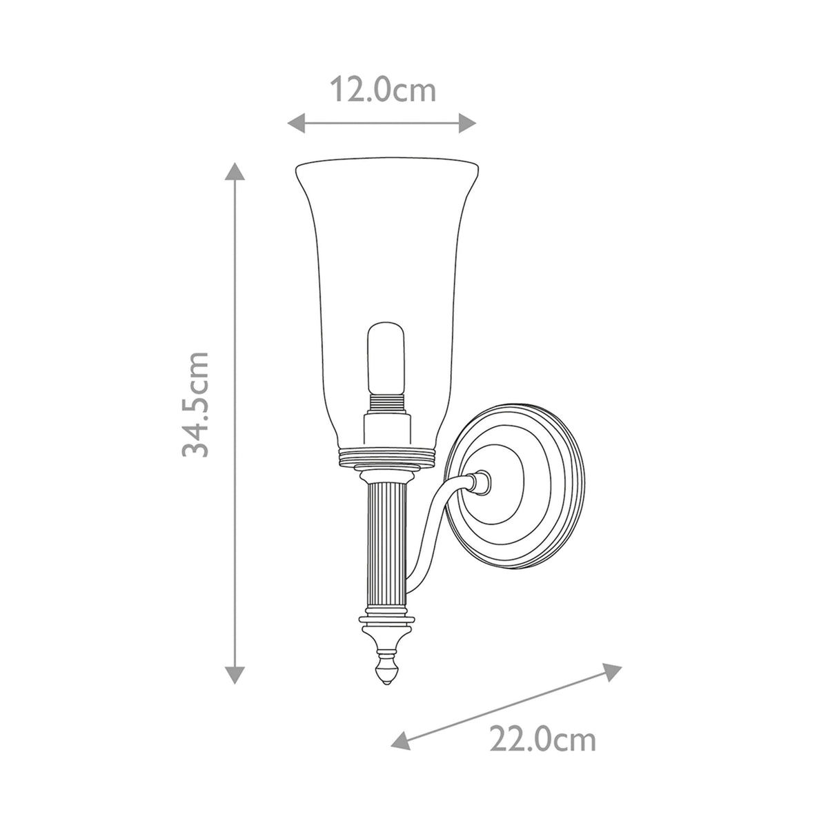 Carroll 1 IP44 Bathroom Wall Light in Polished Chrome