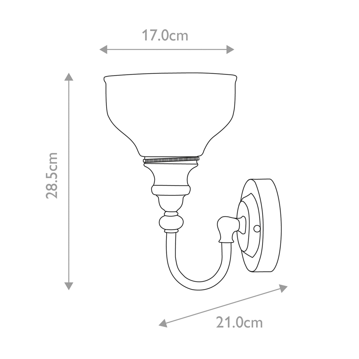 Cheadle IP44 Bathroom Wall Light in Polished Chrome and Opal Shade