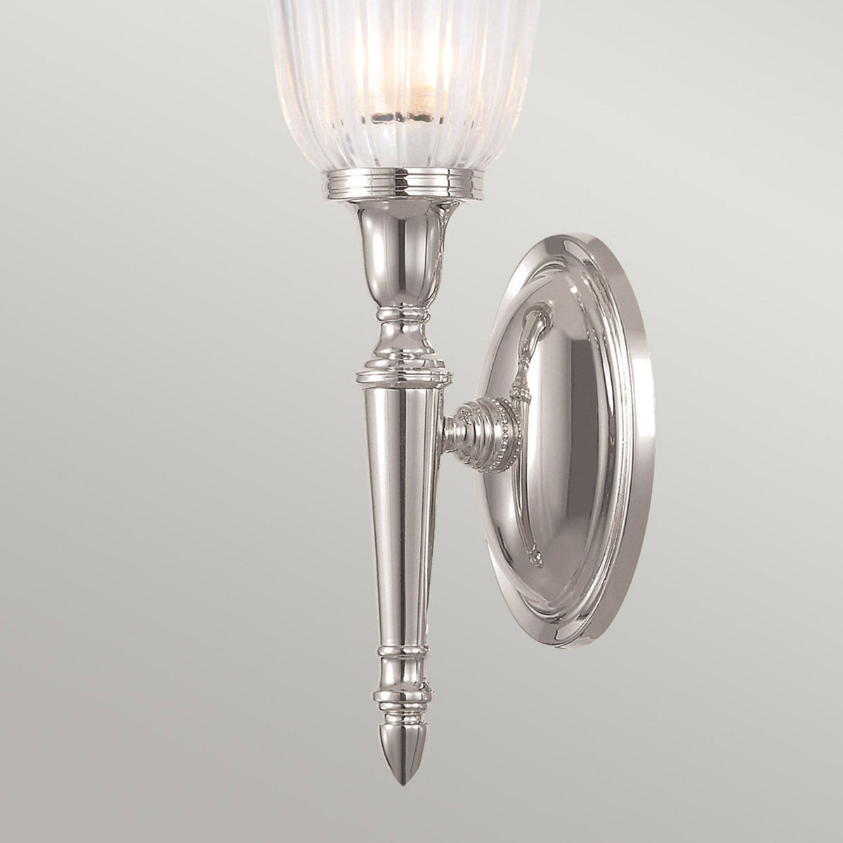 Dryden 1 IP44 Bathroom Wall Light in Polished Nickel