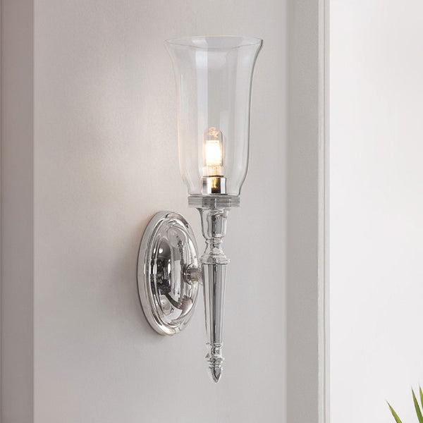 Dryden 2 IP44 Bathroom Wall Light in Polished Chrome