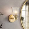 Gunnislake IP44 Wall Light in Brushed Brass with Prismatic Glass Shade