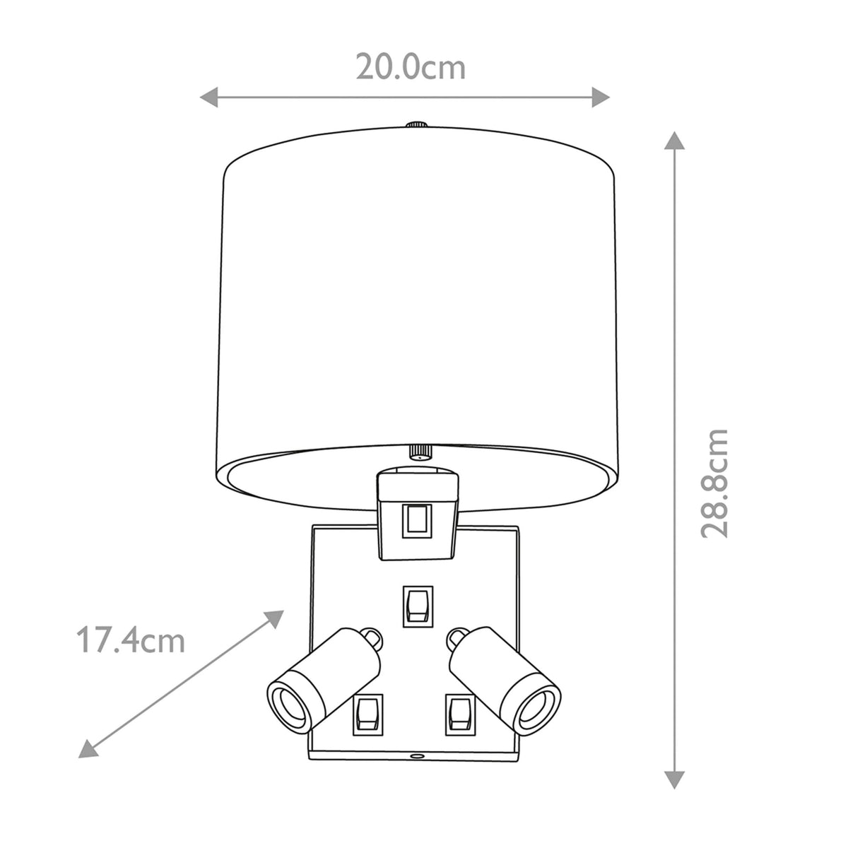 Belmont Contemporary Wall Light with Twin LED Reader
