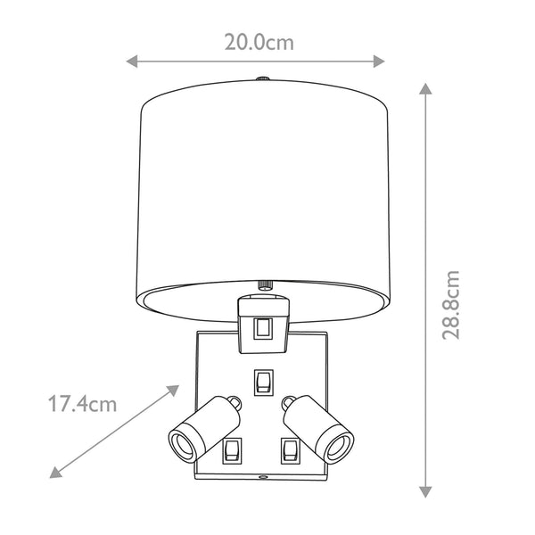 Belmont Contemporary Wall Light with Twin LED Reader