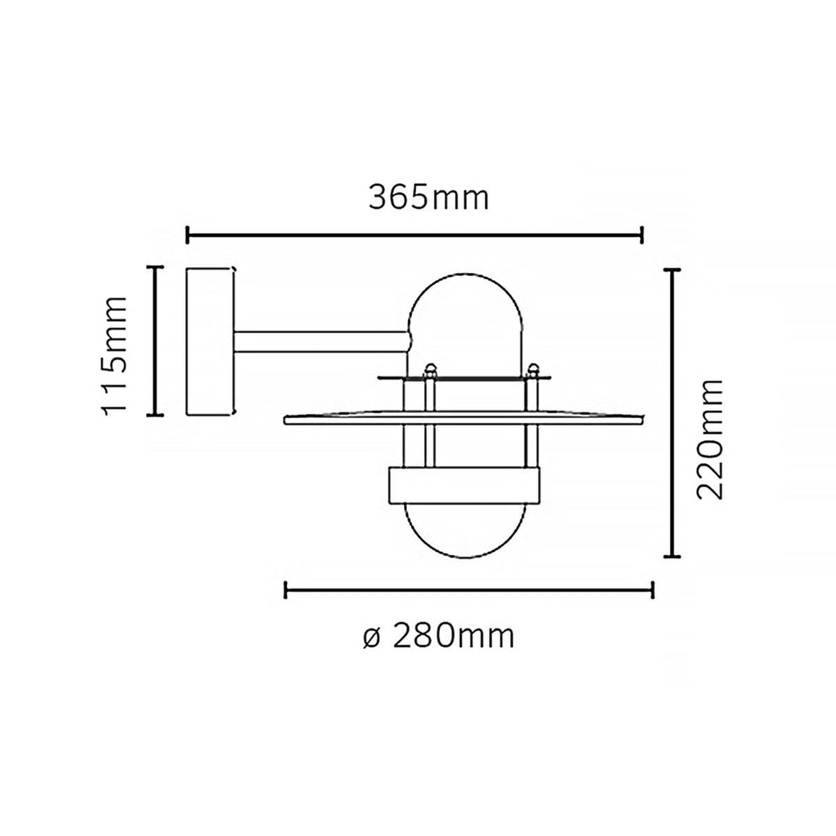 Bergen IP55 Scandinavian Wall Lantern in Black