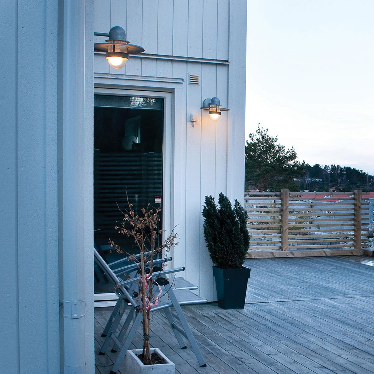 Bergen IP55 Scandinavian Wall Lantern in Galvanised