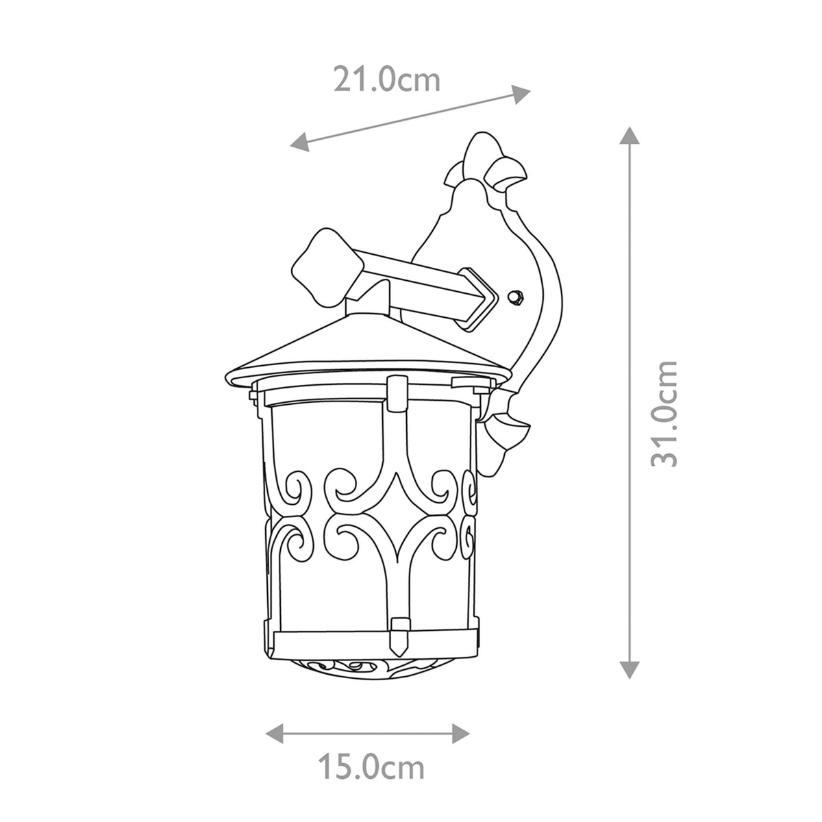 Hereford IP23 Exterior Wall Down Lantern in Black