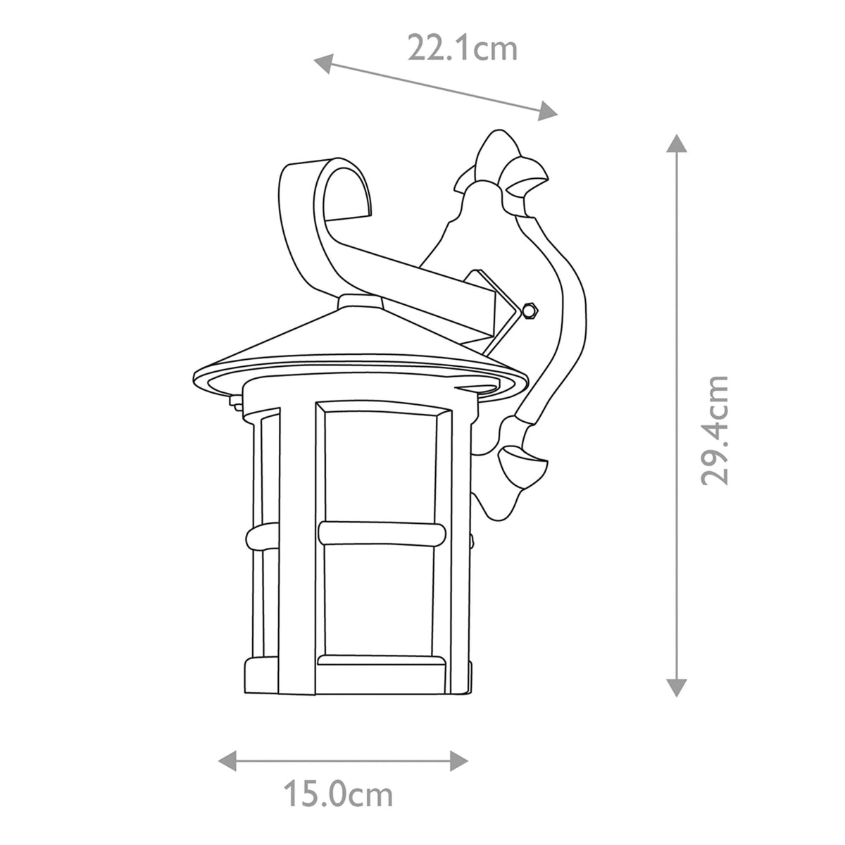 Hereford 1 Exterior IP43 Wall Down Lantern in Black