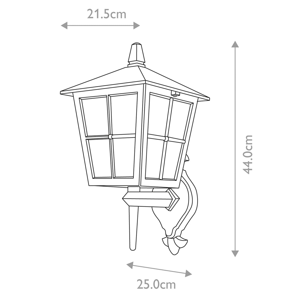 Canterbury Medium IP43 Wall Up Lantern in Black