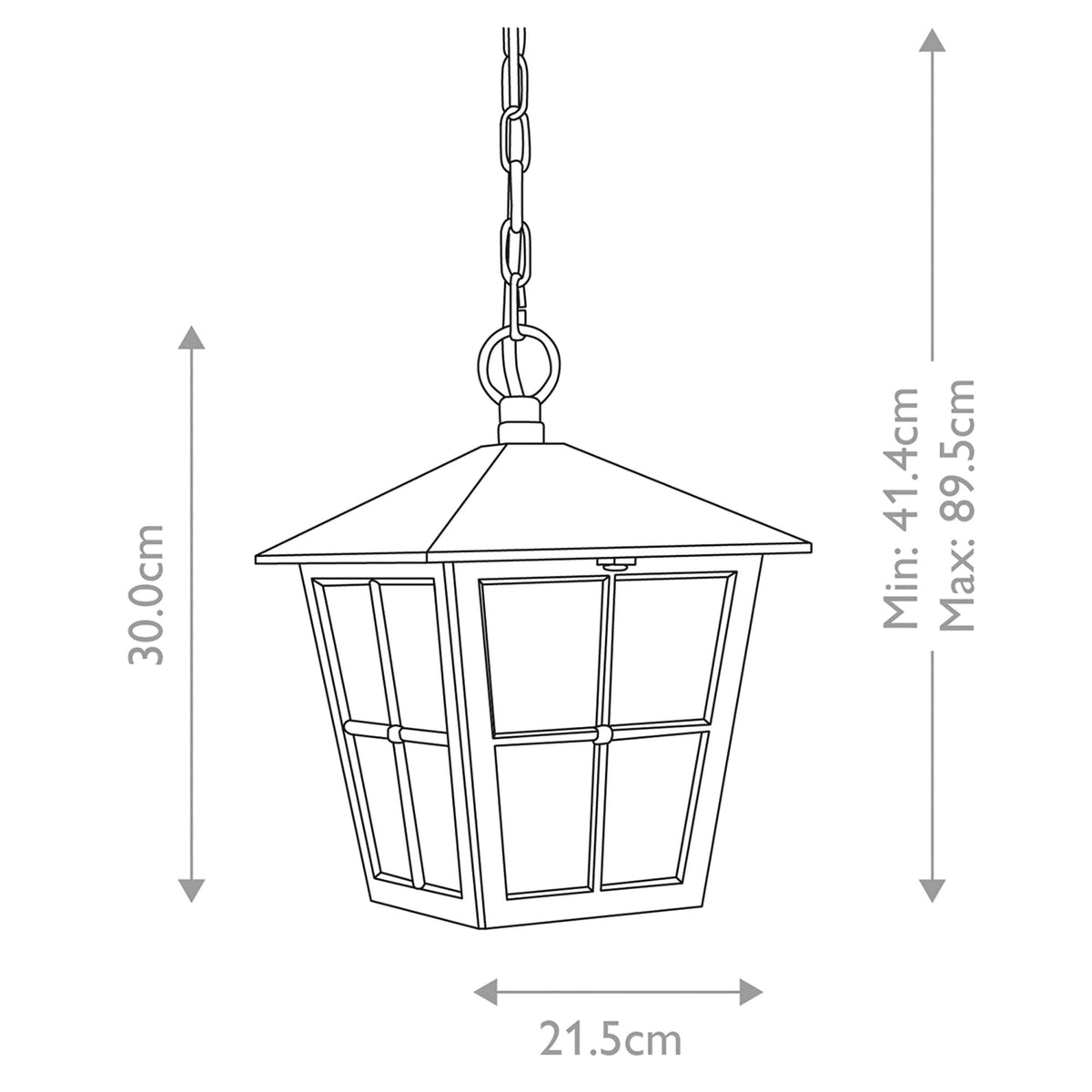 Canterbury Medium IP43 Chain Lantern in Black