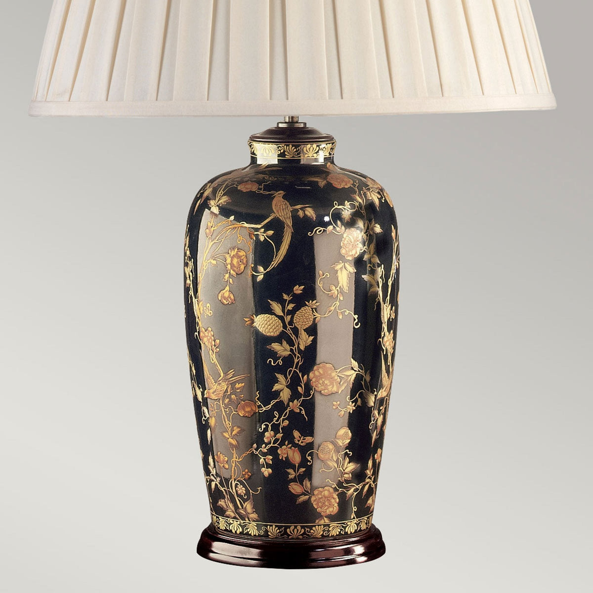 Black Birds Chinese Porcelain Table Lamp