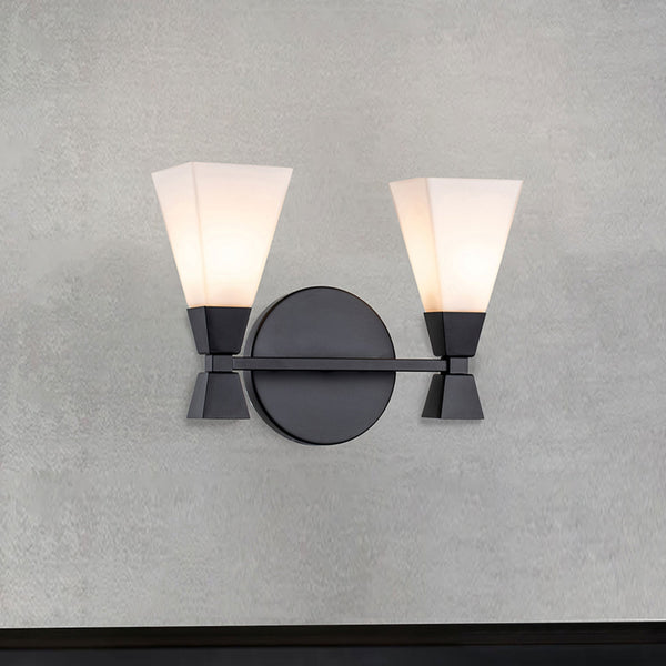 Bowtie Twin IP44 Wall Light in Matt Black with White Glass Diffusers