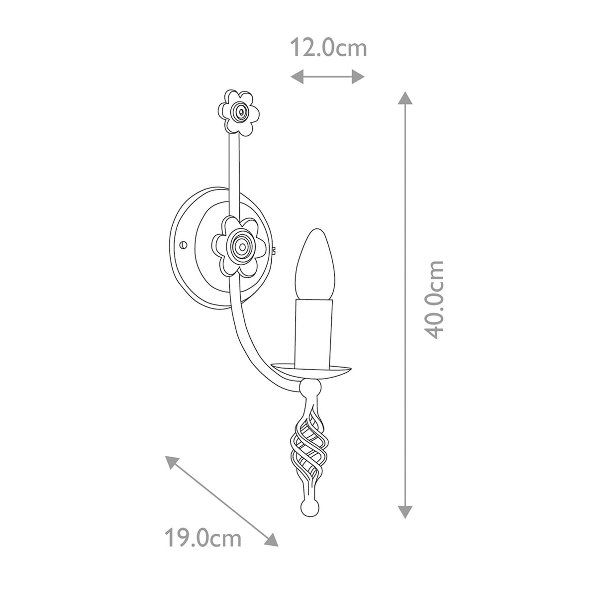 Belfery Hand Forged Single Wall Light in Black